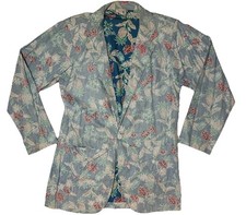 VTG 1960s Barefoot In Paradise Hawaii Floral Reverse Print Aloha Blazer Jacket S picture