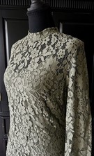 Nota Batida Italy Olive Green Lace W/Slip Dress Cottage Formal Dress Size S picture
