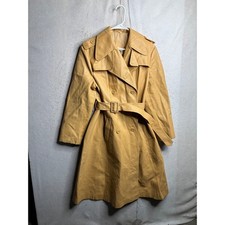 Vintage Carlisle Couture Mustard Yellow Vinyl Trench Coat Belted Double Breasted picture