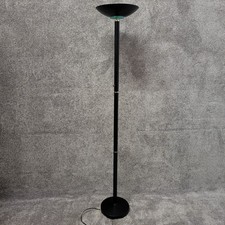 Vintage Postmodern Torchiere Floor Lamp Black UFO Green Glass Halogen 71