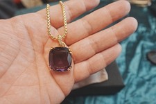 NEW3mm18K Gold Chain Purple Diamond Pendant NecklaceDavdYurrman50+5cm Length picture
