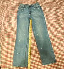 maurices Women’s Jeans Blue Light Wash Straight Leg Embroidered Flower 5-Pocket picture