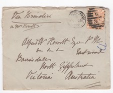 1877 QV 8d ORANGE STAMP PL1 ON COVER TO ALFRED WILLIAM HOWITT POLICE MAGISTRATE picture