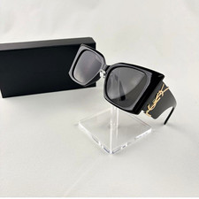 Saint Laurent YSL Women’s Oversized Square Sunglasses Black Frame Gray Tinted picture