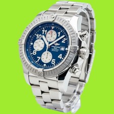 Breitling Super Avenger 48mm A13370 Chronograph Blue Dial Steel Bracelet & Strap picture