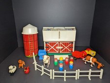 Vintage 1967 Fisher Price Play Family Farm W/ People & Animals Barn And Silo picture