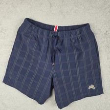 Tracksmith x J Crew Cannonball Run Men’s S Navy Plaid Swim Running RCR Hare picture