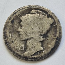 1917-S Mercury Silver Dime 10c - 