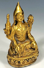Very Fine Old Sino Tibetan Tibet Himalayan gilded Bronze Statue of Atisha picture