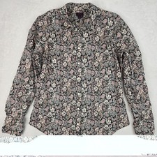  J Crew Liberty Art Fabric Slim Perfect Shirt White Garden Button Up 100% Cotton picture