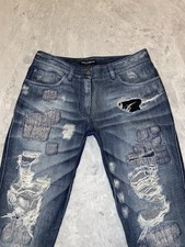 Dolce & Gabbana Vintage Distressed Patchwork Jeans Logo Plaque Slim IT 44 picture