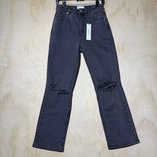 Rolla’s Original Straight Jeans Brad Black Worn Distressed 14399B Womens 28 NWT picture