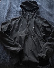 mont-bell Men's L Black Hooded Half Zip Anorak Pullover Jacket picture