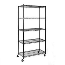 5-Tier NSF-Certified Steel Wire Shelving with Wheels Black picture