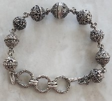Sarda Sterling Silver Ornate Bali Bead Adjustable Toggle Bracelet picture