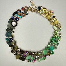 J.Crew Brulee Necklace Ombre Rhinestone Cluster Colorful Runway Rare 16