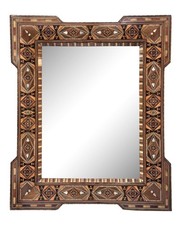 Antique marquetry wood inlaid and mother of pearl inlaid mirror frame picture