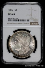 NGC MS63 1887 MORGAN SILVER DOLLAR $1  (BC10) picture