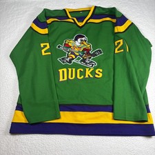 Vintage Mighty Ducks Hockey Men's Dean Portman XXL Green Jersey picture