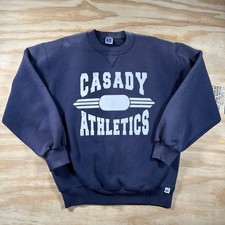 Vintage 90s Russell Athletic Crewneck Sweatshirt Medium Sun Faded Navy Made USA picture