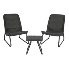 Keter Rio Grey 3-Piece Wicker Patio Conversation Set Plastic picture