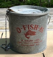 vintage O-FISH-AL minnow life point sporting goods stevens point wis bucket picture