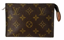 Vintage 1980s LOUS VUITTON Monogram Leather Toiletry Travel Pouch Bag 15 France picture