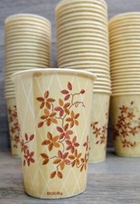 1980's Vintage Dixie Cups Harvest Gold Floral - 20 Cups Lot NEW OLD STOCK  picture