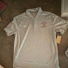 Nike Arkansas Razorbacks Baseball Gray Short Sleeve Collared Polo Shirt Large picture