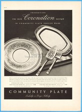 1937 Community Plate Silverware Coronation Design Service Ware Vintage Photo Ad picture
