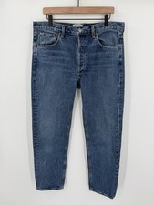 Agolde 90s High Rise Straight Leg Jeans Women’s 34x30 Blue Made In USA Denim picture