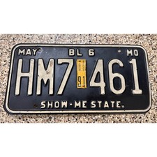 Missouri Show-Me State License Plate HM7 A61 1991 Sticker Original Tag picture