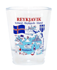 REYKJAVIK ICELAND LANDMARKS AND ICONS COLLAGE SHOT GLASS SHOTGLASS picture