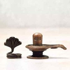 Handmade Copper Shivalinga Idol Statue Rich Patina Antique Finish 1.6'' picture