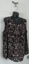 XXL New Worthington Black White Tan Floral Pretty Top Womens 2x picture
