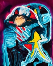 Tonito Original Painting.Incredible Organic art.FRACTURED Face.Abstract BIO-art picture