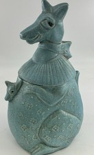 Rare Vintage McCoy Pottery Blue Kangaroo Cookie Jar 1965 Turquoise Speckled picture