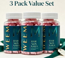 3pc weem Hair Skin and Nails Gummies Vegan biotin Expiration Date 08/2028 picture