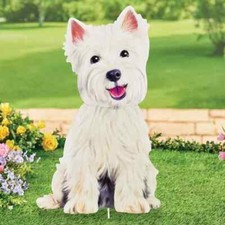 Adorable Realistic Detailed Westie Terrier Dog Outdoor Metal Garden Stake picture