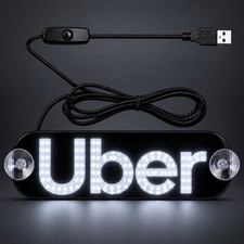 Bright White Led Car Windshield Sign USB Powered On/Off Switch 2 Suction Cup New picture