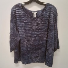 NWOT Catherines Navy Petite 3/4 Sleeve Top Size 2XWP. picture
