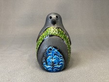 VTG Aldo Londi Bitossi Penguin Figurine Rare Mondrian Matte Black Blue Green 6