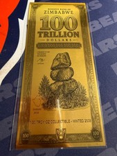 2 X 100 Trillion Zimbabwe ZiG Dollars, GoldBack 24K Foil Note, 1/20 Troy Oz. UNC picture