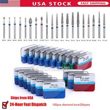 100Pzas Dental Fresas Dentales de Diamante FG Mezclado 20 Tamaño AZDENT picture