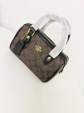Coach Mini Rowan Crossbody Bag In Signature Canvas Gold/Walnut/Black CW329 picture