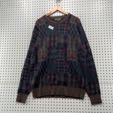 Vintage Croft Barrow Wool Sweater Mens 2XL 3D Knit Grandpa Dad Crewneck Paisley picture