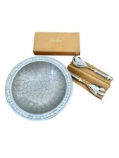 Julia Knight Classic 15” Round Bowl and Salad Serving Set in Platinum New picture