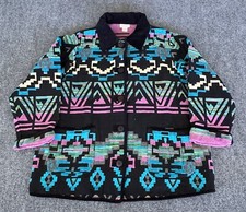 Roaman’s VTG Womens Jacket Southwest Aztec Jacquard Button Up Size 1X picture