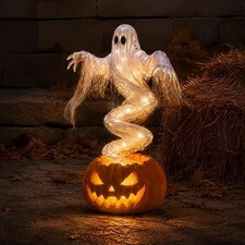 Halloween Ghost Pumpkin LED Lamp Resin Swirling Yard Tabletop Decor picture