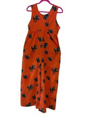 Bel Kazan Anthropologie Felizia Orange Floral Print Wide Leg Sleeveless Jumpsuit picture